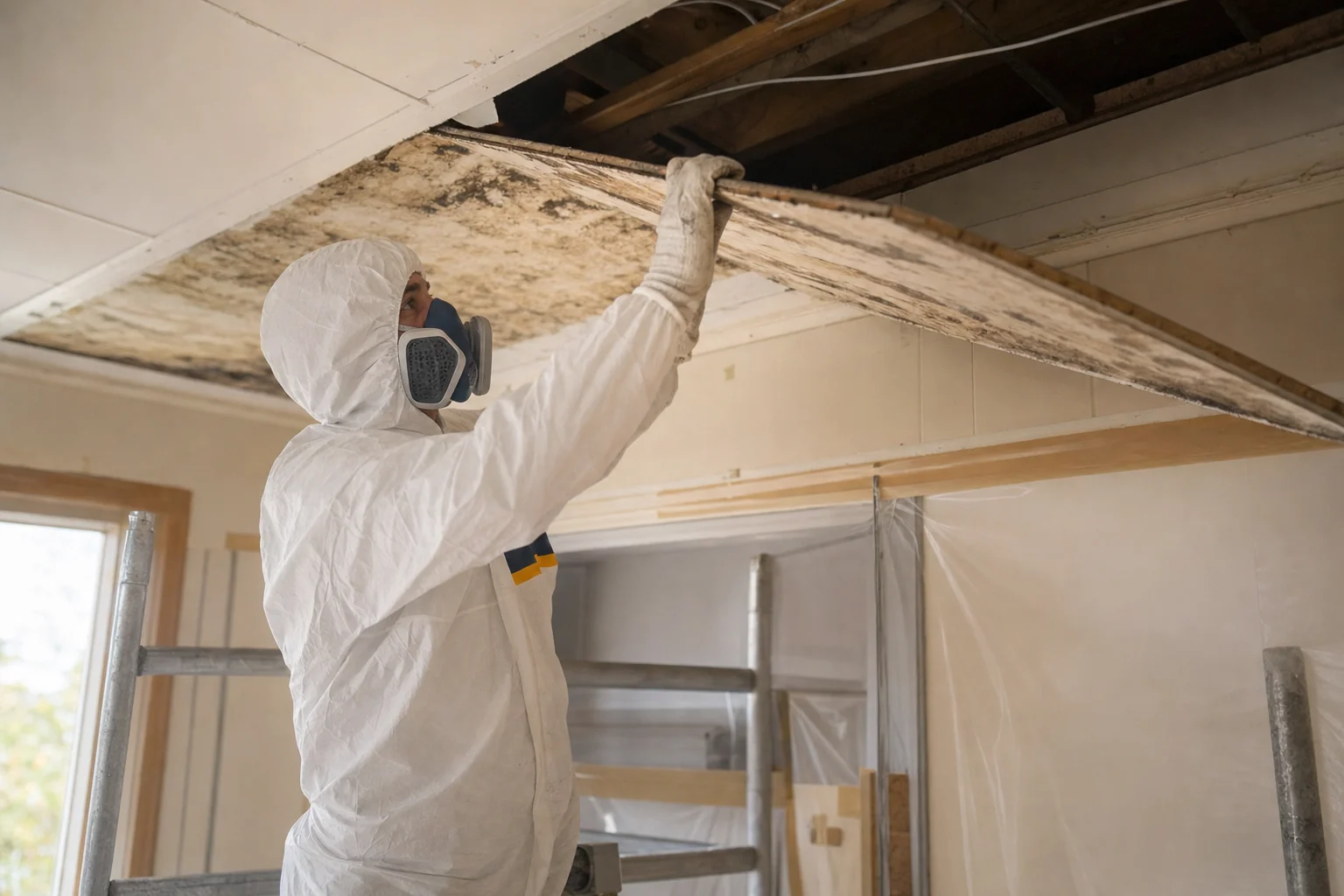 Licensed tradesman inspecting a residential ceiling in Perth