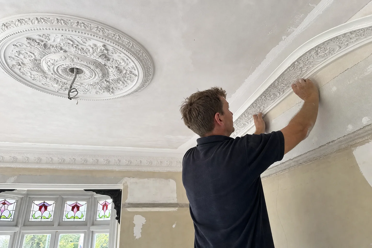 Cornice being replaced and matched in a Perth period home